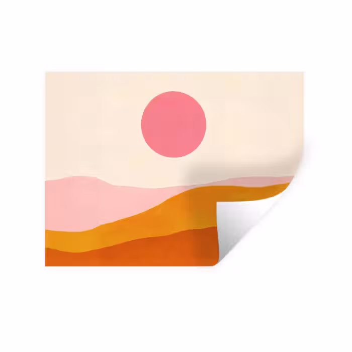Wandtattoo – Sonne - Hügel - Abstrakt - Rosa