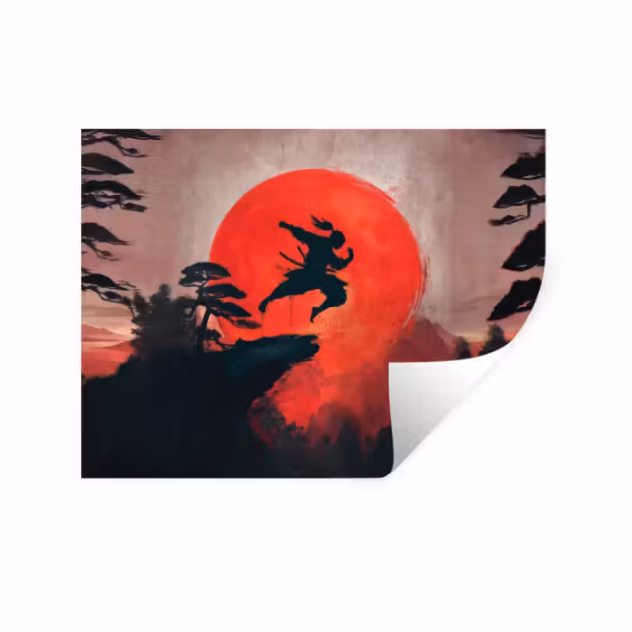 Wandtattoo – Sonne - Krieger - Bäume - Berge