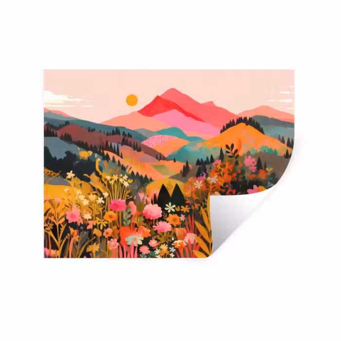 Wandtattoo – Sonnenuntergang - Bergtal - Kontrast