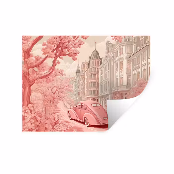 Wandtattoo – Stadt - Auto - Rosa