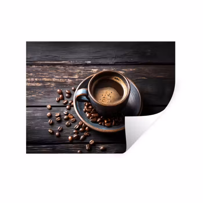 Wandtattoo – Tasse - Kaffee - Holz - Bohnen