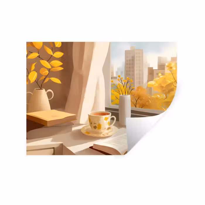 Wandtattoo – Tee - Buch - Tee - Herbst