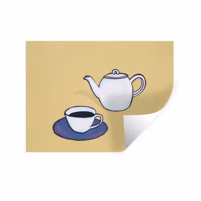 Wandtattoo – Teekanne - Tasse - Beige - Illustration