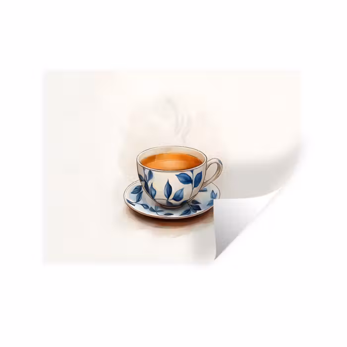 Wandtattoo – Teetasse - Blätter - Blau