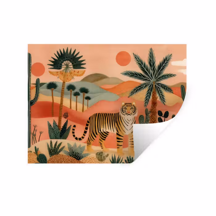 Wandtattoo – Tiger - Bunt - Palmen - Kaktus