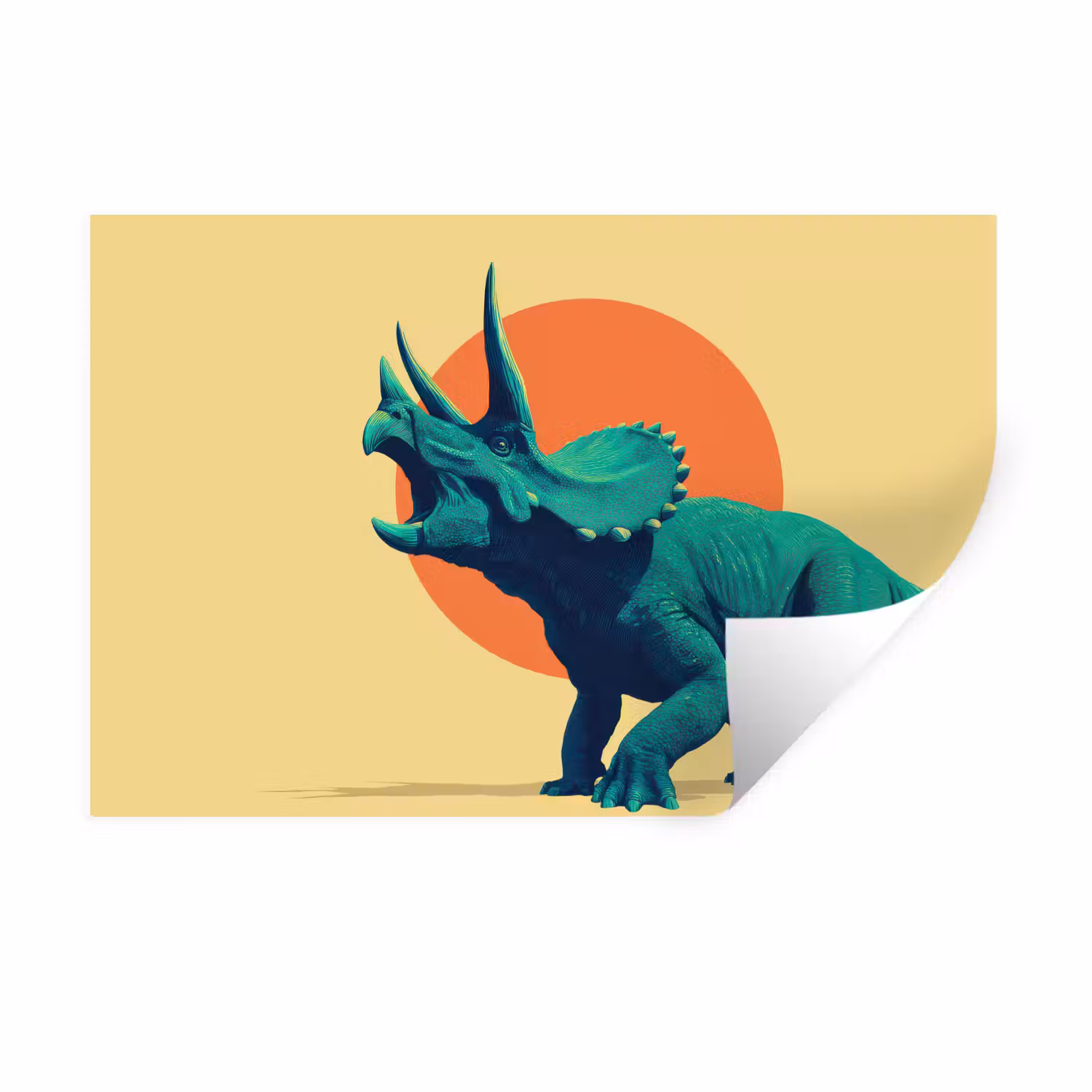 Wandtattoo – Triceratops - Kreis - Orange - Hörner