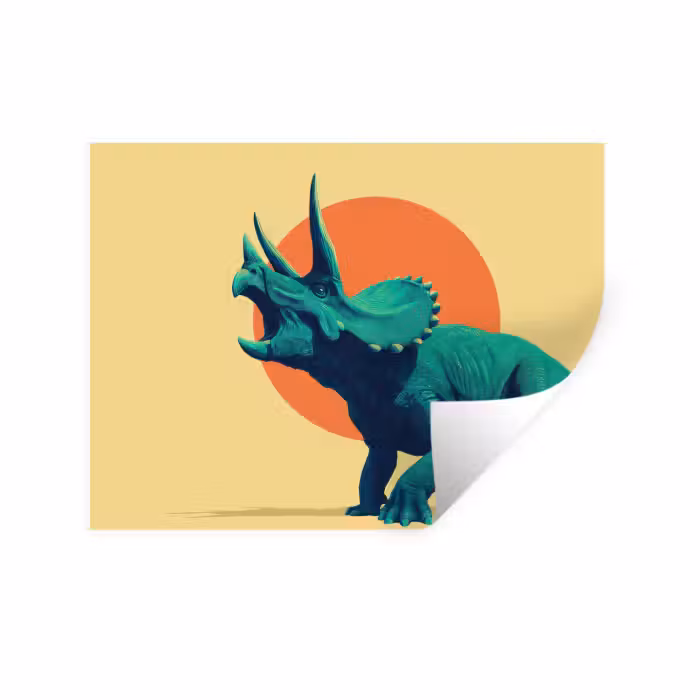 Wandtattoo – Triceratops - Kreis - Orange - Hörner