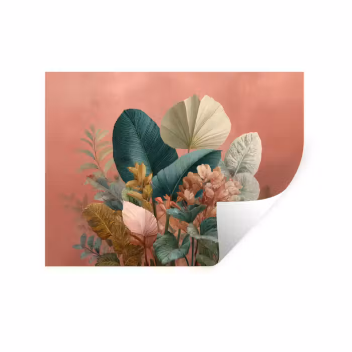 Wandtattoo – Tropische Blätter - Blumen - Rosa - Grün