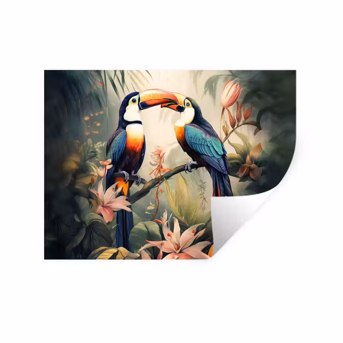 Wandtattoo – Tukan - Vögel - Blumen - Natur - Dschungel