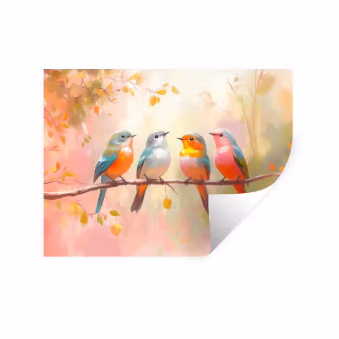 Wandtattoo – Vögel - Bunt - Zweig