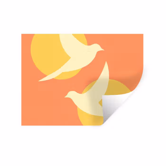 Wandtattoo – Vögel - Kreise - Gelb