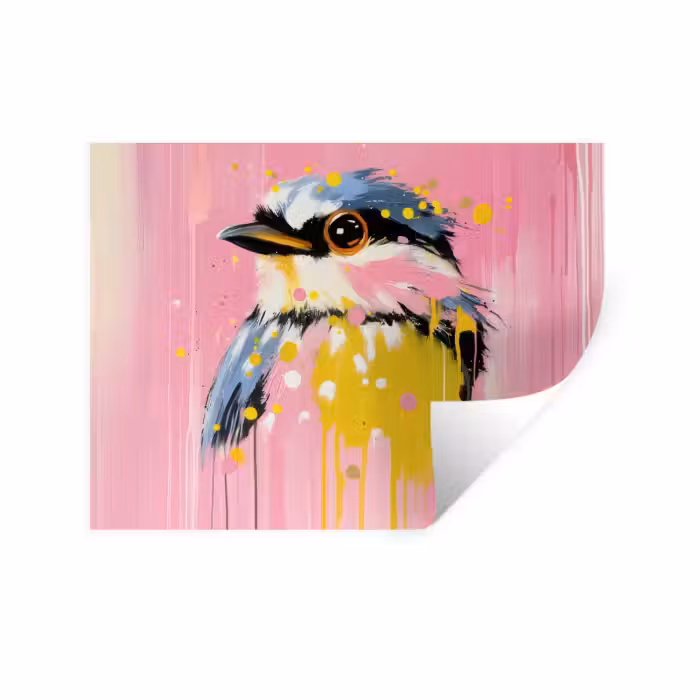 Wandtattoo – Vogel - Rosa - Gelb - Blau