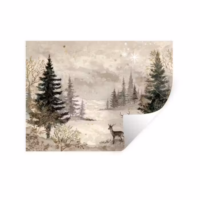 Wandtattoo – Wald - Hirsche - Winter - Schnee