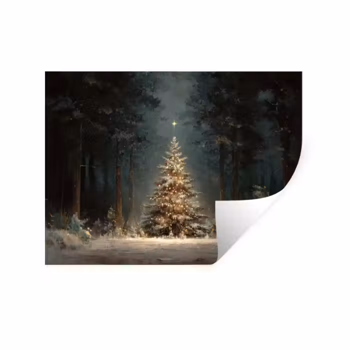 Wandtattoo – Weihnachtsbaum - Wald - Schnee - mehrfarbig