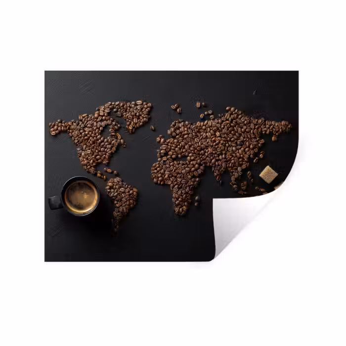 Wandtattoo – Weltkarte - Espresso - Schwarz