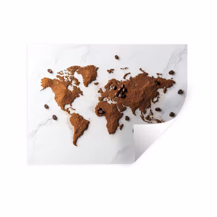 Wandtattoo – Weltkarte - Kaffee - Marmor