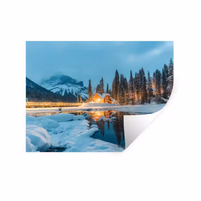Wandtattoo – Winterlandschaft - Natur - Haus - Berge - Schnee