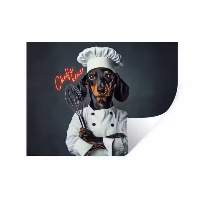 Wandtattoo – Zitat - Neon - Hund - Kochbekleidung