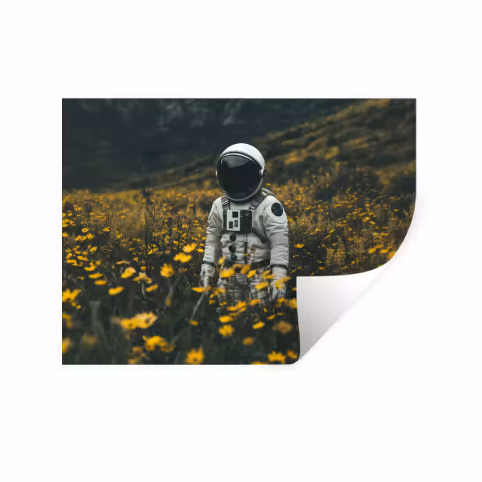 Wandtattoo – Astronaut - Blumen - Feld - Gelb