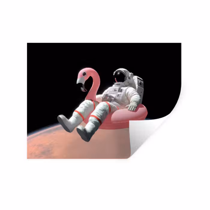 Wandtattoo – Astronaut - Flamingo - Schwimmband - Rosa