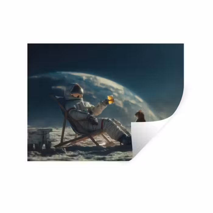 Wandtattoo – Astronaut - Katze - Glas - Stuhl