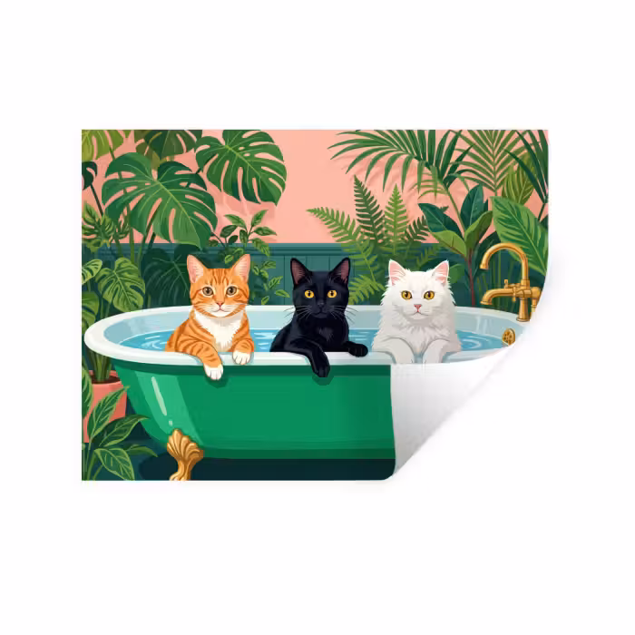 Wandtattoo – Badezimmer - Katzenparade - Farbenfroh