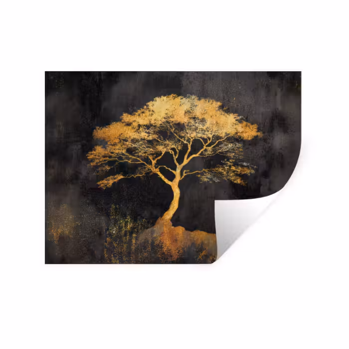 Wandtattoo – Baum - Gemälde - Gold - Abstrakt