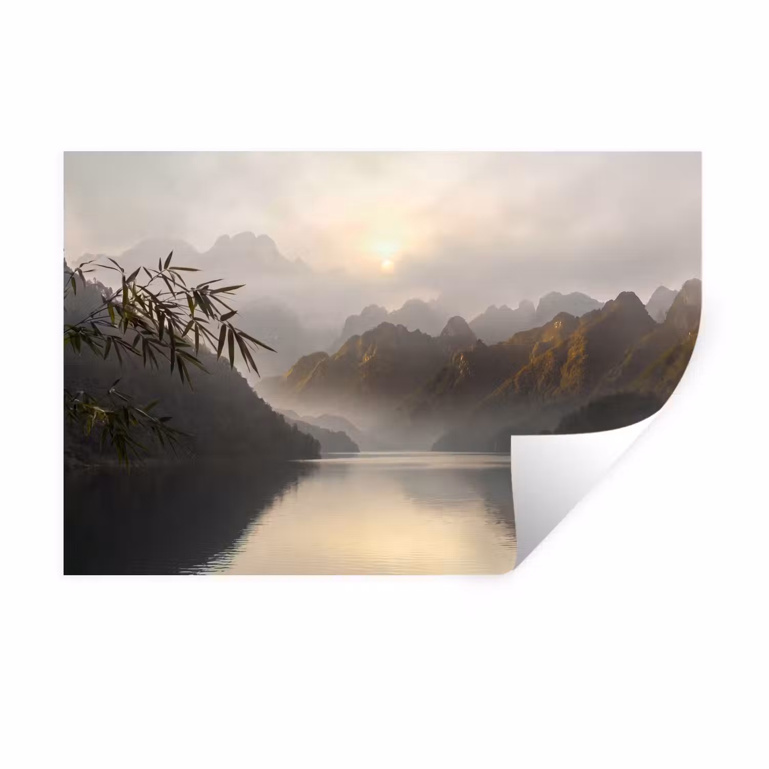 Wandtattoo – Berge – Wasser – Nebel – Natur – Landschaft