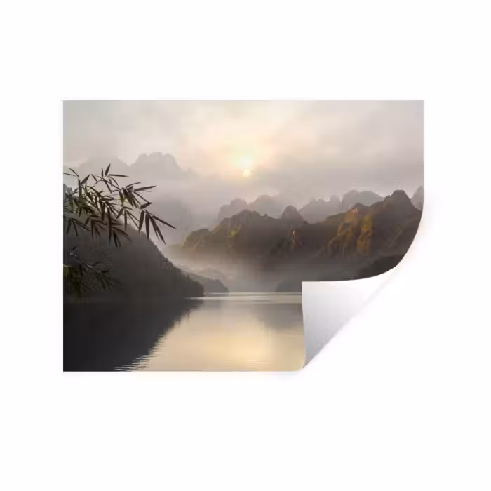 Wandtattoo – Berge – Wasser – Nebel – Natur – Landschaft