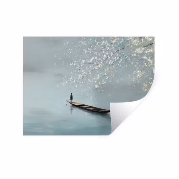 Wandtattoo – Blüten - Minimalistisch - Wasseroberfläche - Boot