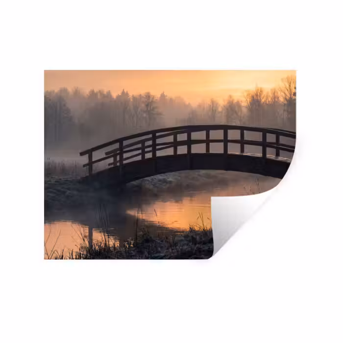 Wandtattoo – Brücke - Nebel - Bäume - Wasser