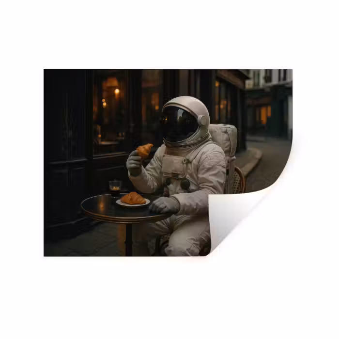 Wandtattoo – Café - Croissant - Kaffee - Astronaut