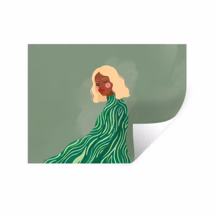 Wandtattoo – Frau – Porträt – Illustration – Modern – Grün