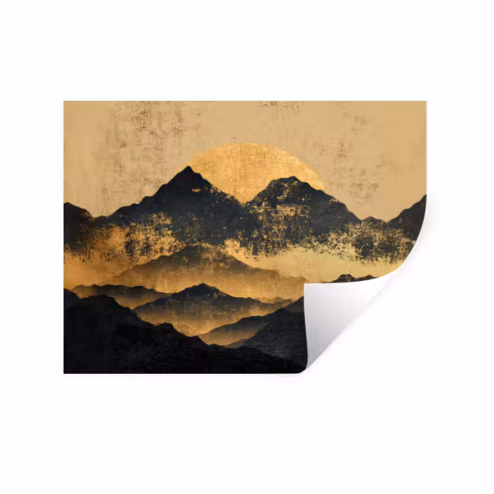Wandtattoo – Goldene Berge bei Mondschein