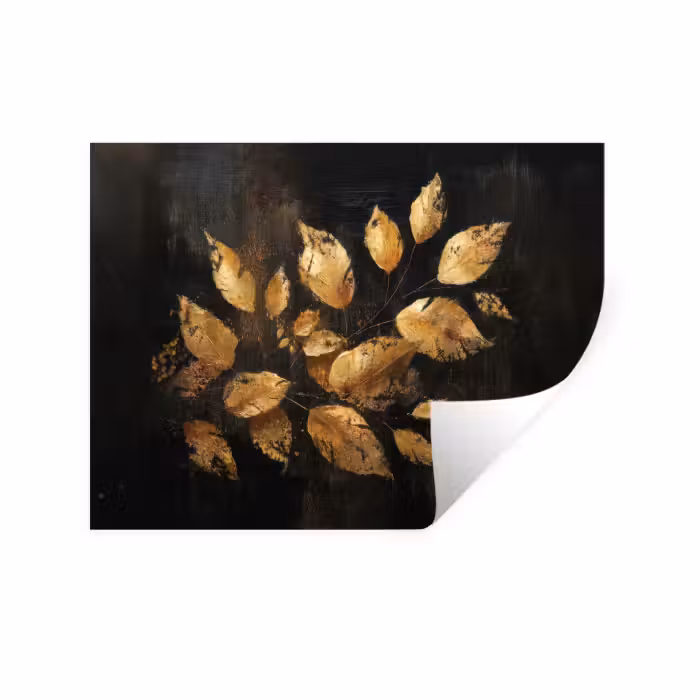 Wandtattoo – Goldene Blätter auf dunklem Hintergrund