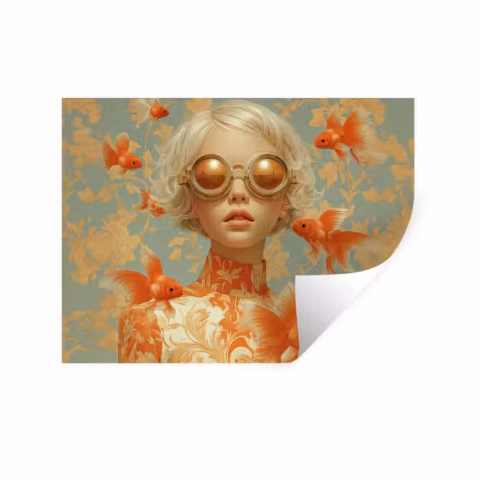 Wandtattoo – Goldfisch - Orange - Weiblich - Blond