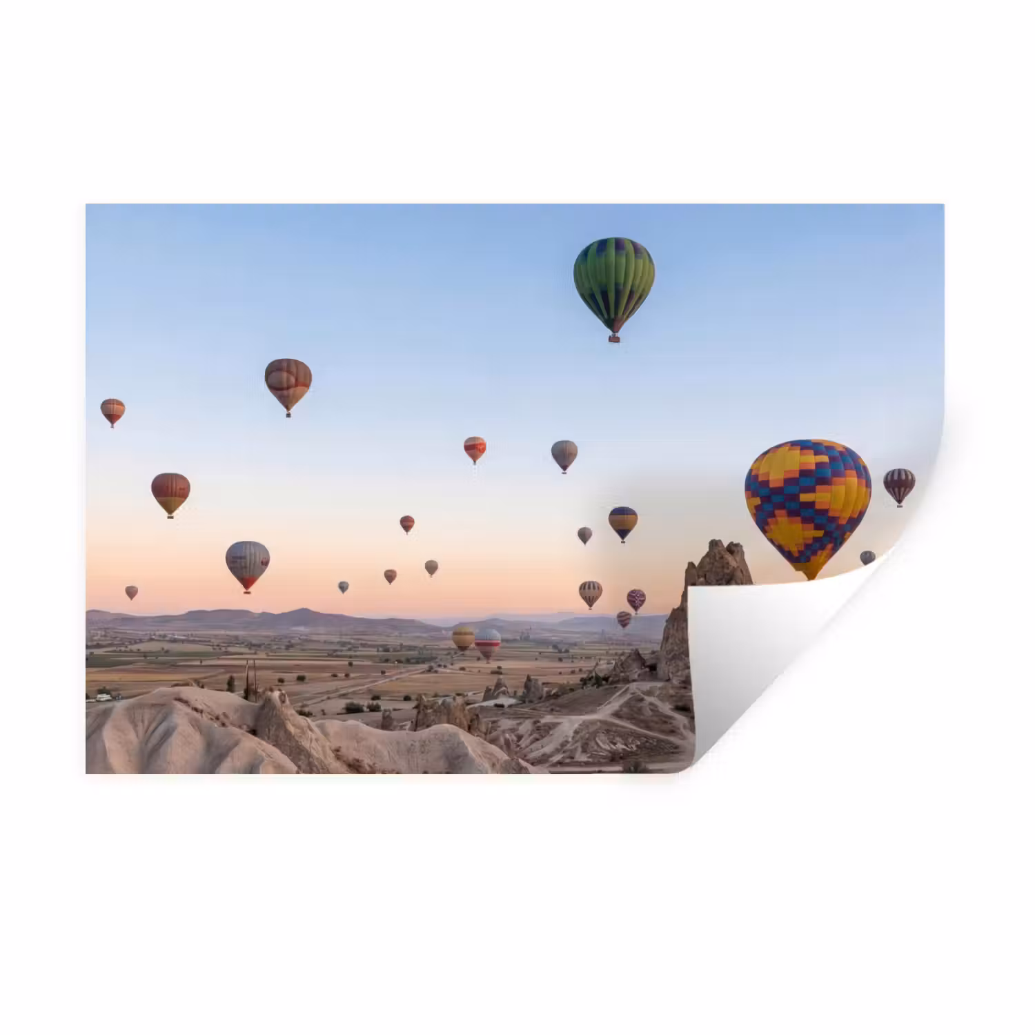 Wandtattoo – Heißluftballons - Felsen - Sonnenaufgang