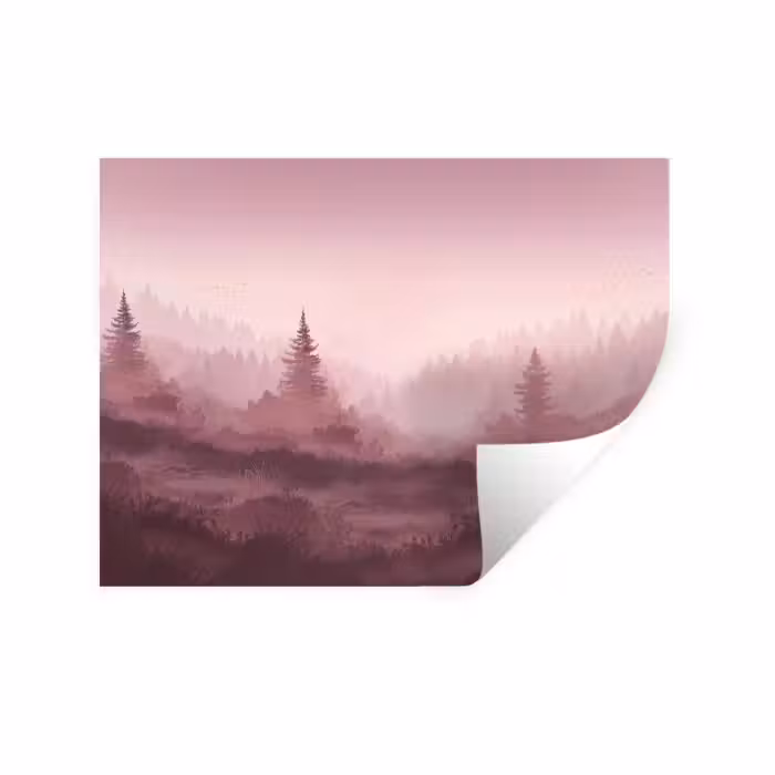 Wandtattoo – Landschaft - Neblig - Rosa