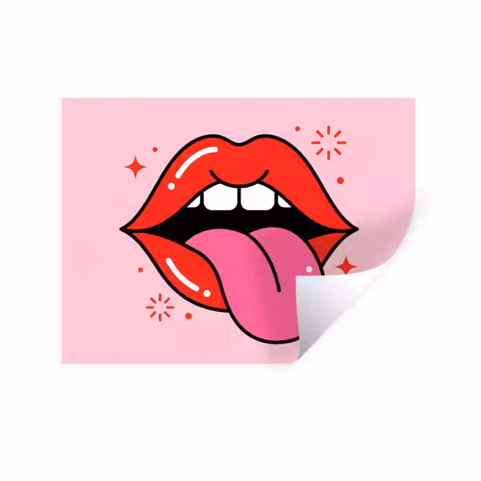 Wandtattoo – Lippen – Zunge – Pop-Art – Bunt – Rosa