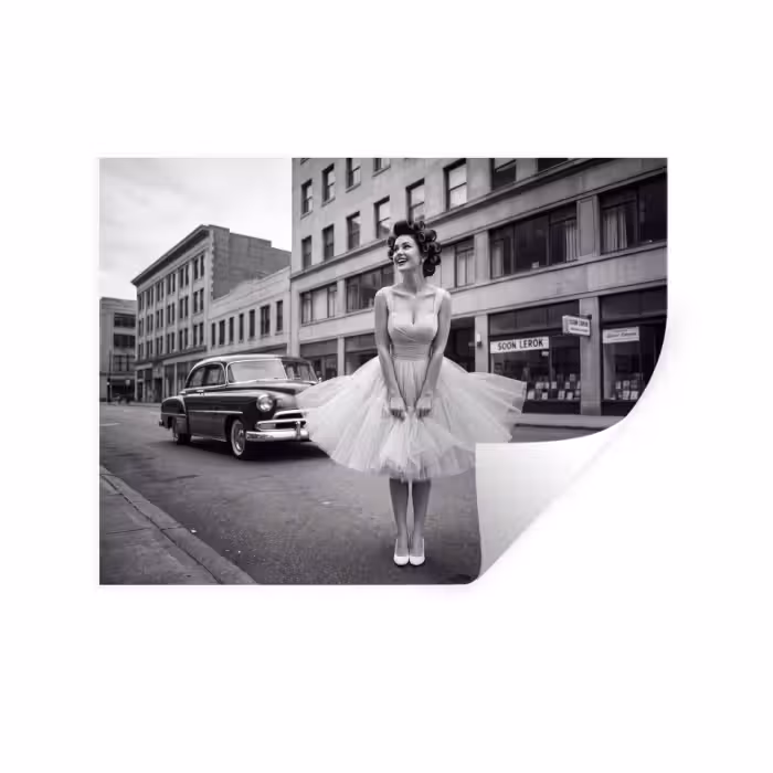 Wandtattoo – Retro - Frau - Schwarz - Weiß