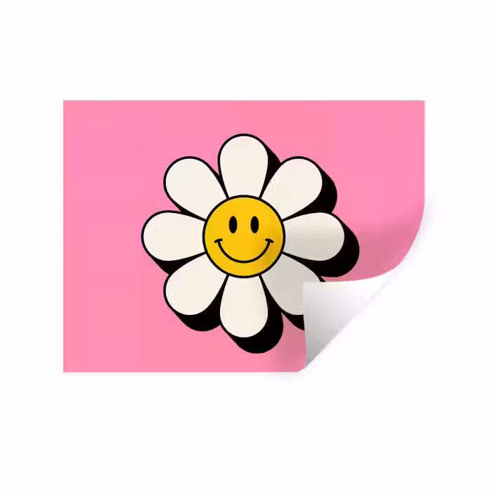 Wandtattoo – Smiley - Blume - Rosa