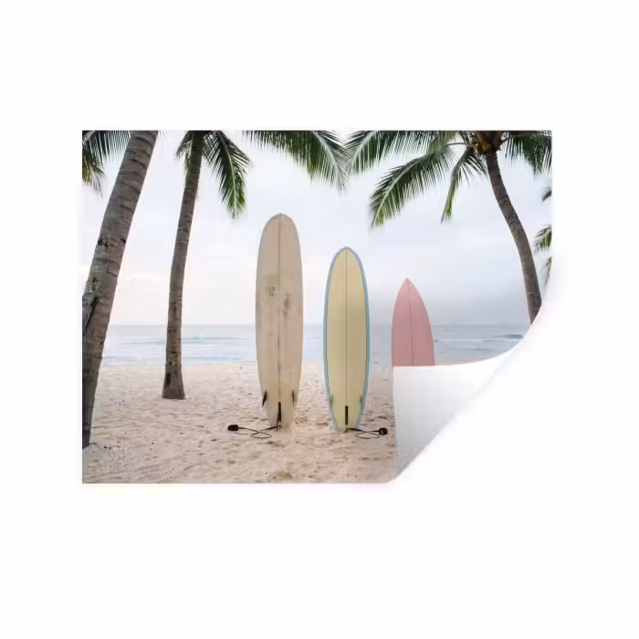Wandtattoo – Surfbrett - Palmen - Farbenfroh
