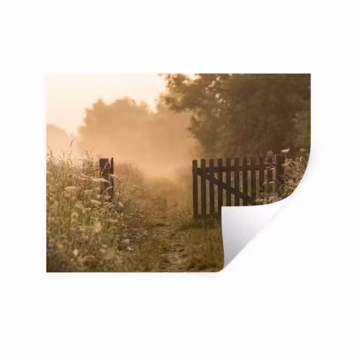 Wandtattoo – Zaun - Natur - Nebel - Feld