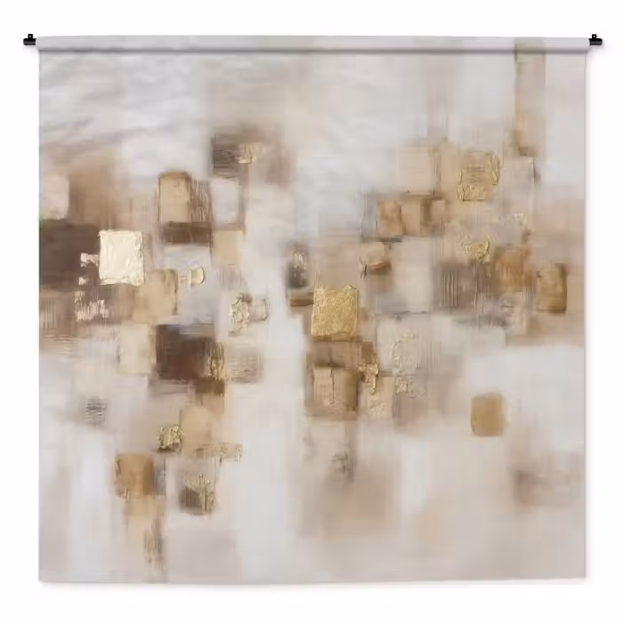 Wandteppich - Abstrakte Quadrate - Erdtöne - Neblig