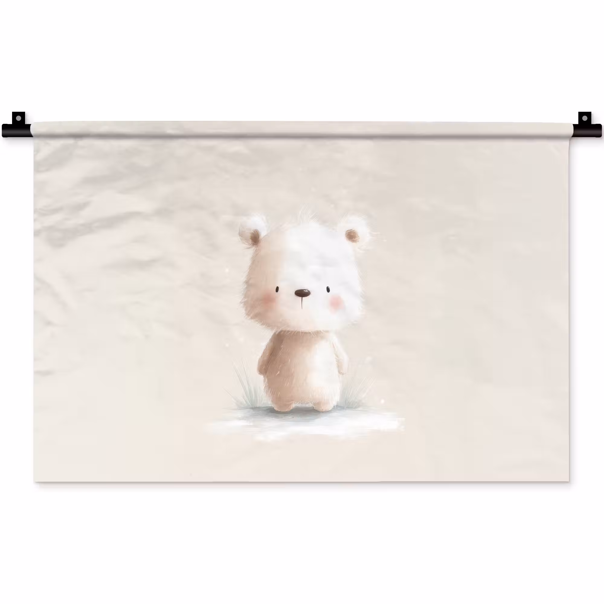 Wandteppich - Bär - Schneeflocke - Weiß - Flauschig