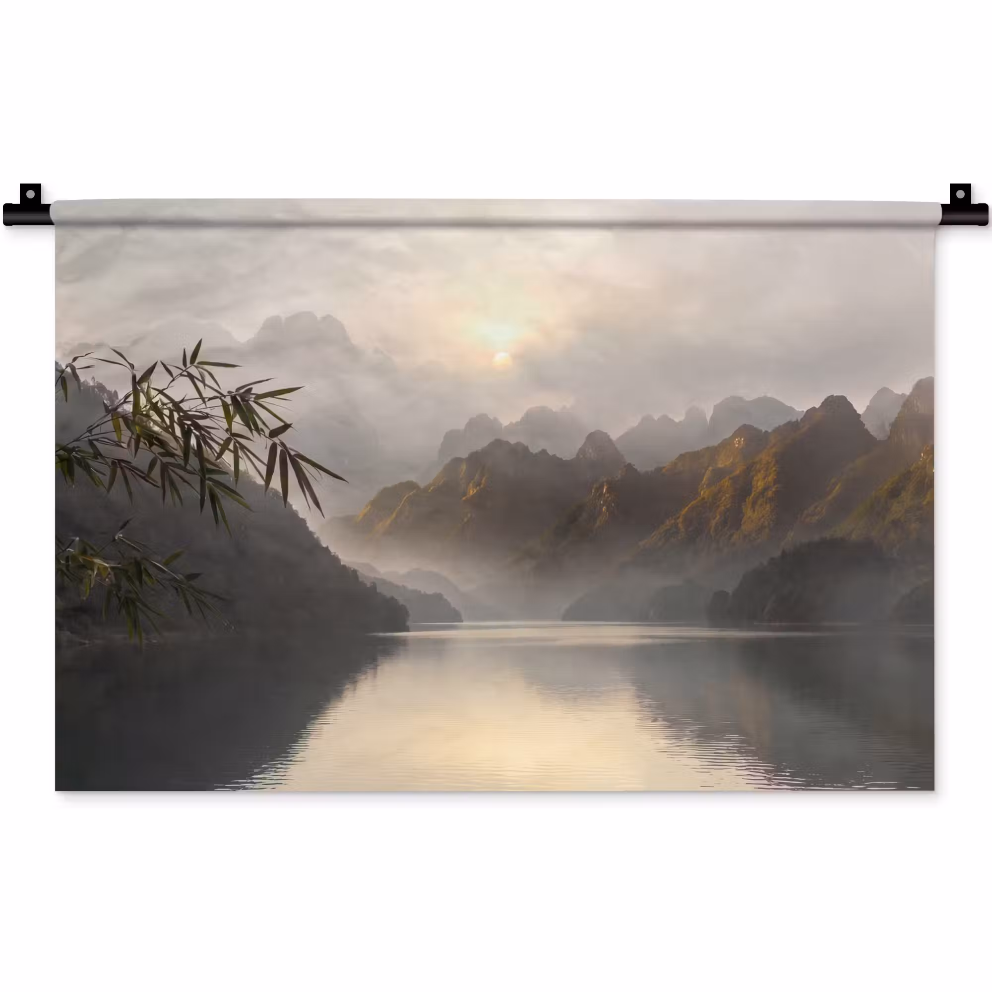 Wandteppich - Berge – Wasser – Nebel – Natur – Landschaft