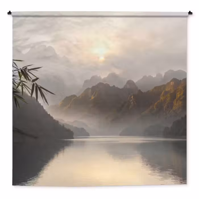 Wandteppich - Berge – Wasser – Nebel – Natur – Landschaft