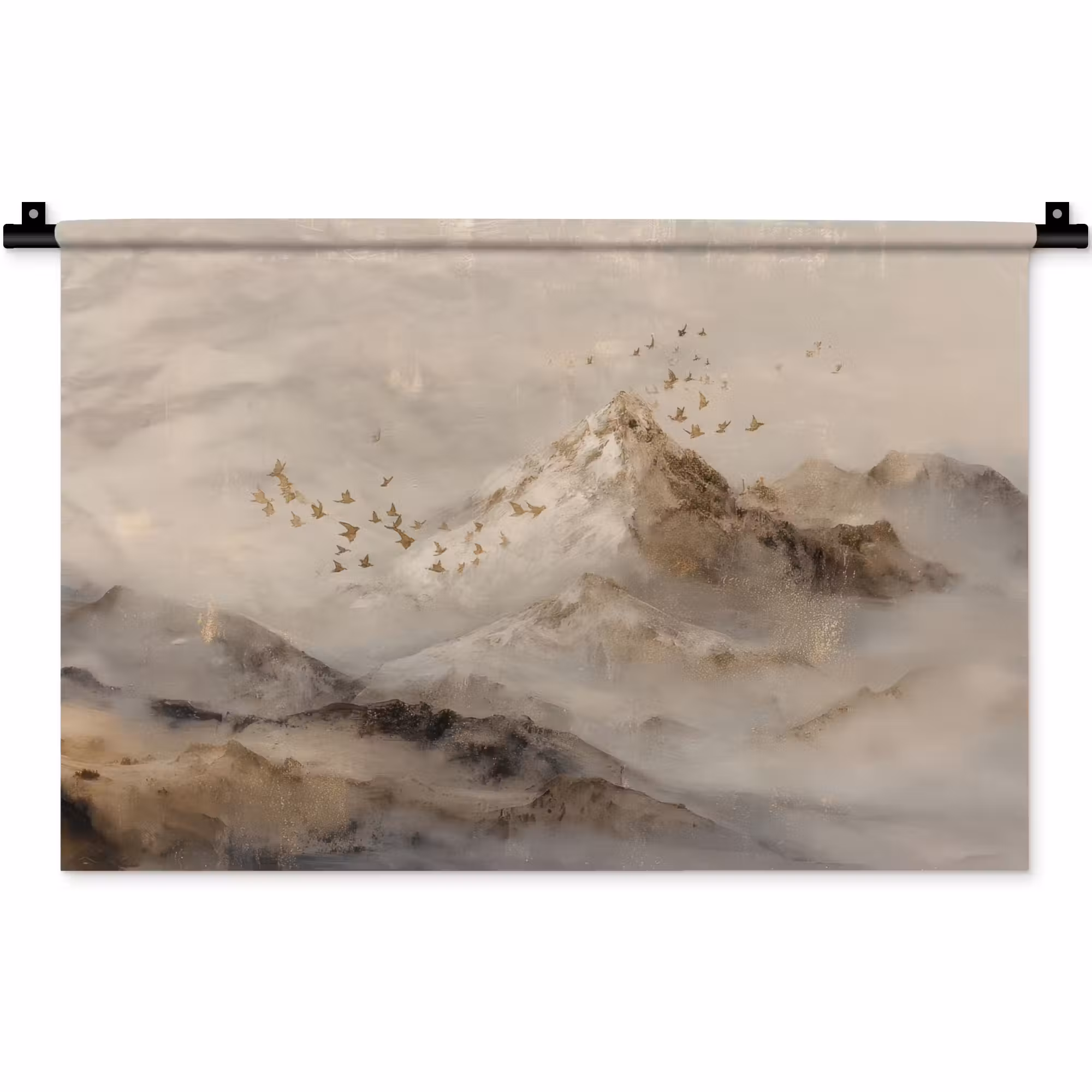 Wandteppich - Berglandschaft - Nebel - Pinselstriche