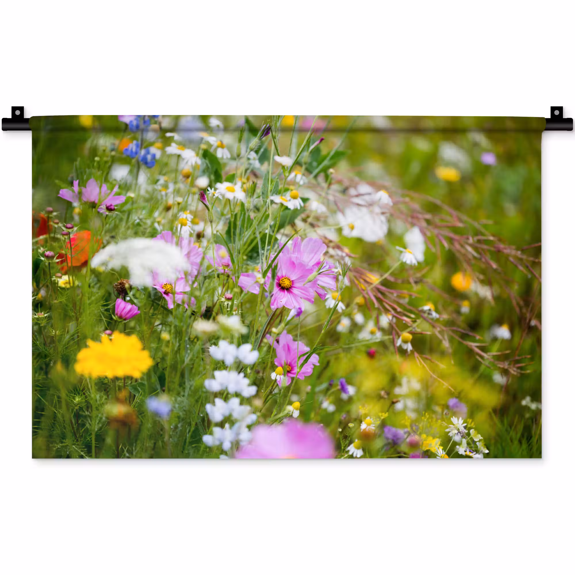 Wandteppich - Blumen - Natur - Grün - Gras - Lila - Weiß