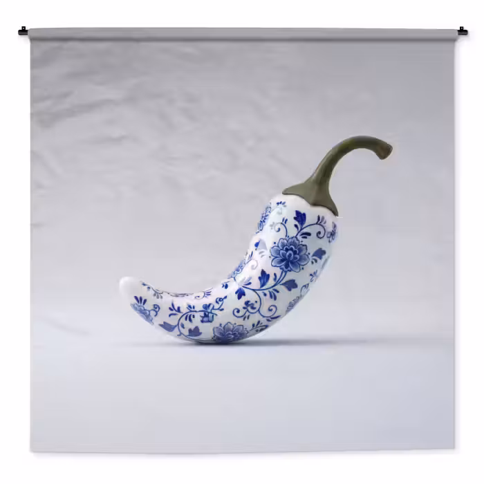 Wandteppich - Chilischote - Keramik - Blau